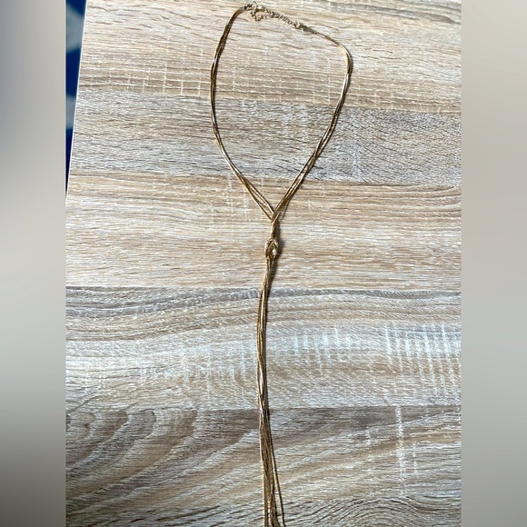 NWOT - Gold Tie Knot Dangly Necklace - Picture 2 of 5